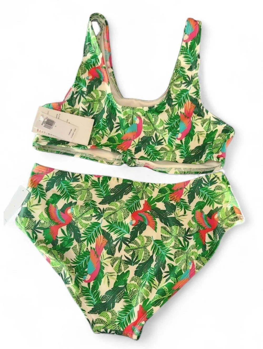 Old Navy Parrot Print Tie Front Bikini Set Girls NWT Large